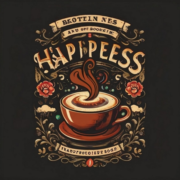 Typography ribbon coffee tshirt design for international coffee day