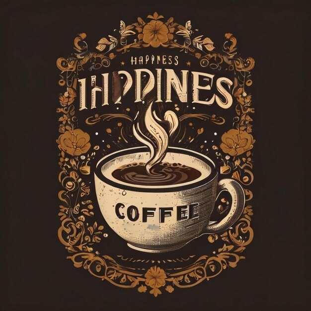 Typography ribbon coffee tshirt design for international coffee day