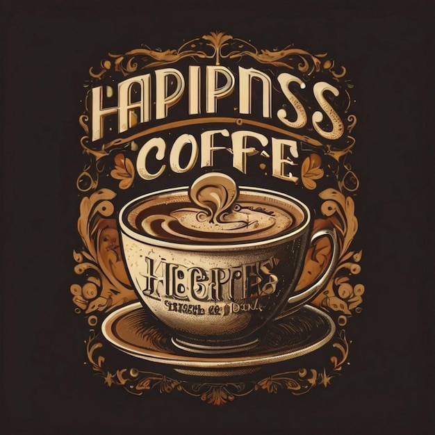 Photo typography ribbon coffee tshirt design for international coffee day