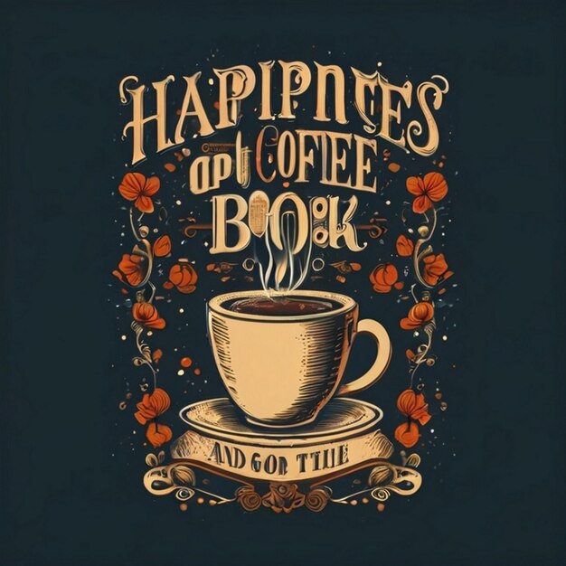 Typography ribbon coffee tshirt design for international coffee day