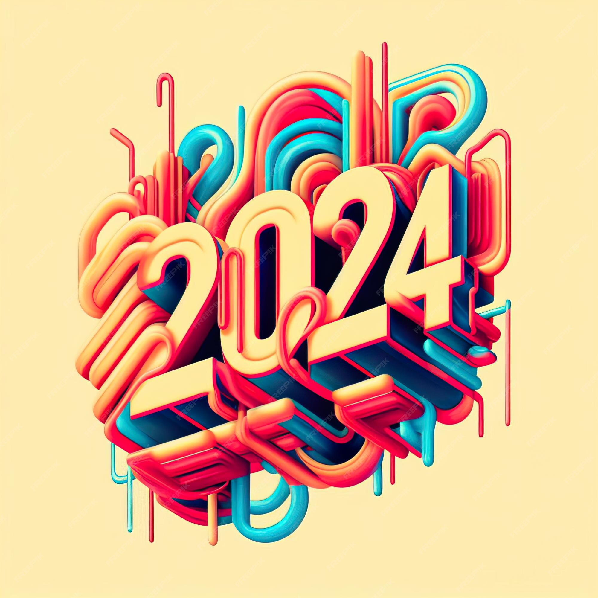 Premium Photo Typography of year 2024