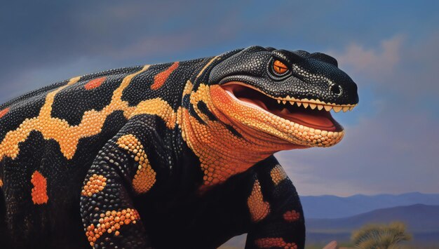 Photo tyrannosaurus rex closeup tyrannosaurus rex on the background of the desert