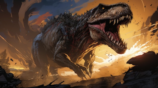 Tyrannosaurus Rex Dinosaur Ancient Carnivore Dinosaur Generative AI