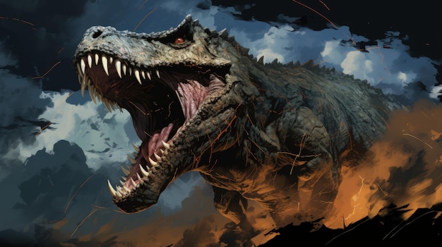 Tyrannosaurus Rex Dinosaur Ancient Carnivore Dinosaur Generative AI