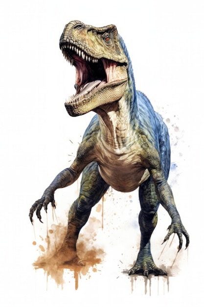 白い背景に分離されたティラノサウルス レックス恐竜デジタル絵画