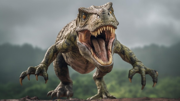 A fake t - rex with its mouth open next to a tree. Rex dino t rex. - PICRYL  - Public Domain Media Search Engine Public Domain Search