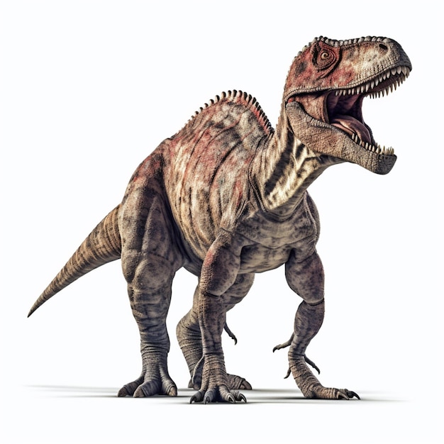 A tyrannosaurus rex is standing in front of a white background.