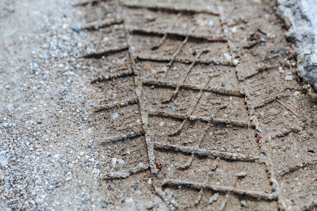 Tyre track on dirt sand or mud off road track