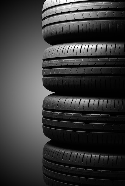 Tyres in dramatic lighting