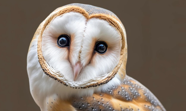 Tyto alba head a common barn owl close up Generative AI