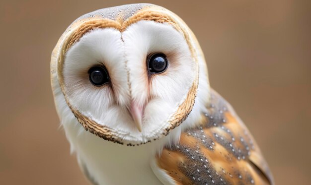 Tyto alba head a common barn owl close up Generative AI