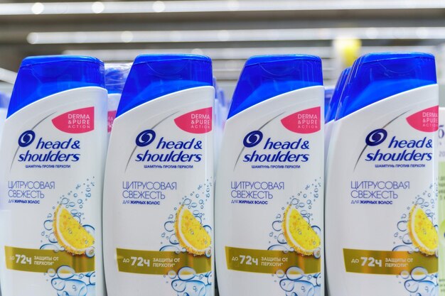 Tyumen russiaapril 14 2022 head and shoulders classic sale of shampoo in a hypermarket selective focus