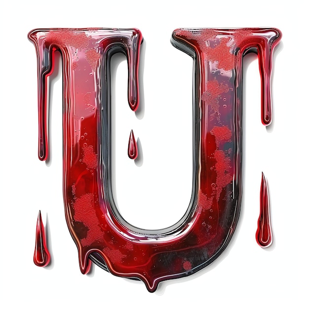 U alphabet horror scary in red