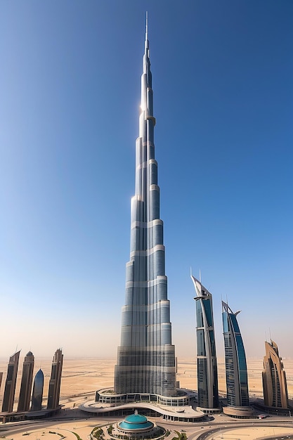 UAE Burj Khalifa toren wolkenkrabber in Dubai Verenigde Arabische Emiraten bezienswaardigheden geïsoleerd