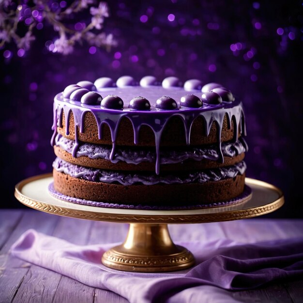 Photo ube cake traditional popular sweet dessert cake