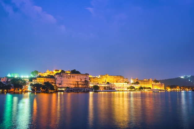 Udaipur City Palace in the evening view. Udaipur, India