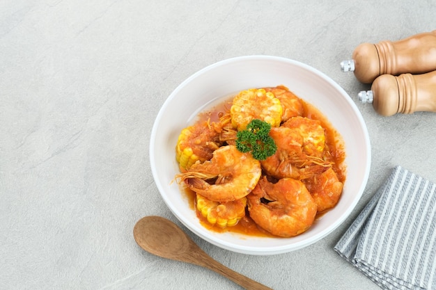 Udang Saus Padang Shrimp in Chili Sauce traditional food from Padang Indonesia