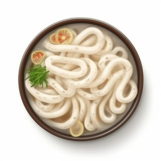 Foto udon cibo giapponese a base di farina di frumento ed è spesso e leggermente largo generato dall'intelligenza artificiale