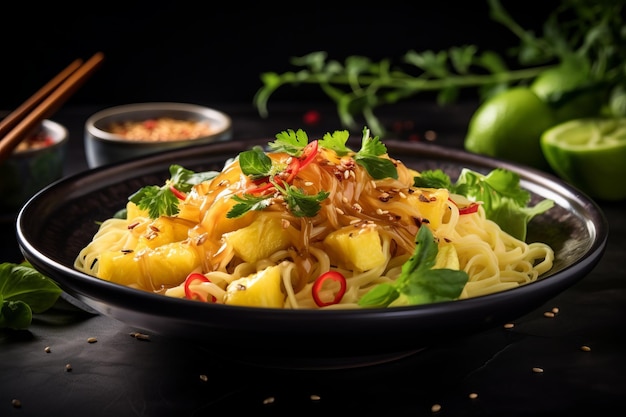 Udon Noodles with Pineapple Vinaigrette thai Food