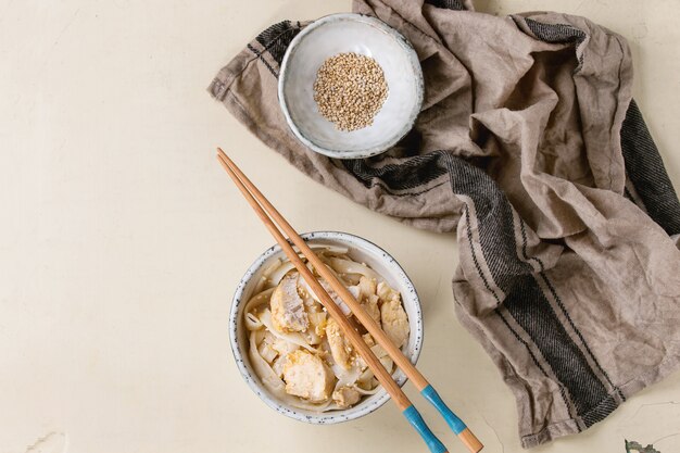 Udon noodles with shrimps