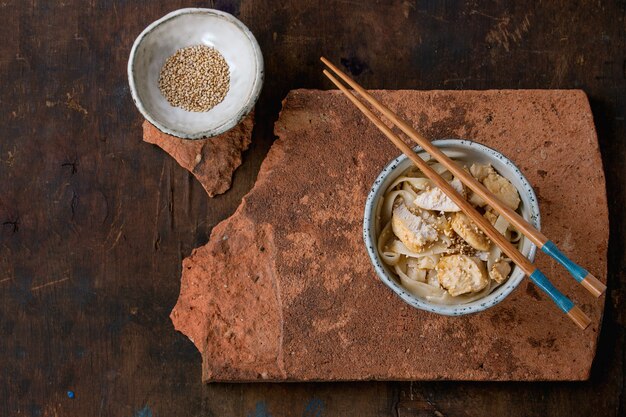 Udon noodles with shrimps