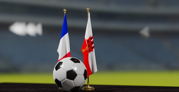 UEFA EURO 2024 Soccer France vs Gibraltar European Championship Qualification France vs Gibraltar with soccer ball 3d work Yerevan Armenia 2023 March 28