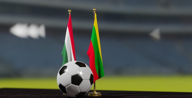 UEFA EURO 2024 Soccer Hungary vs Lithuania European Championship Qualification Hungary and Lithuania with soccer ball 3d work Yerevan Armenia 2023 March 28