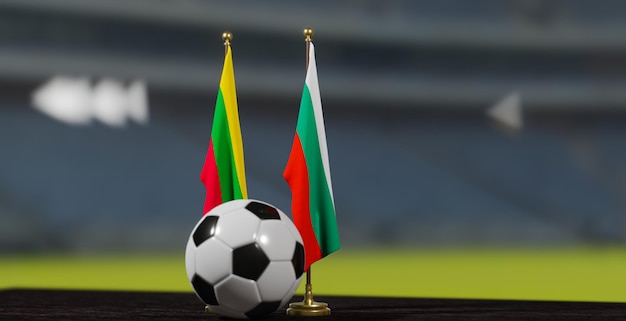 Uefa euro 2024 soccer lithuania vs bulgaria european championship qualification lithuania and bulgaria with soccer ball 3d work yerevan armenia 2023 march 24
