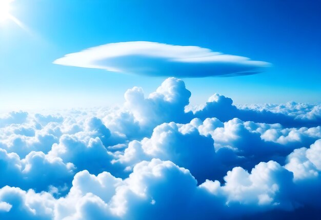 Photo an ufo above the clouds is above the clouds