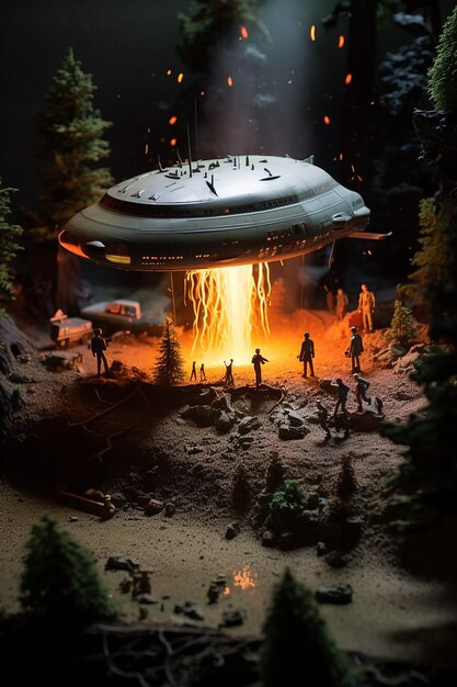 Photo ufo crash diorama