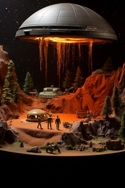 Photo ufo crash diorama