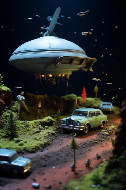 Foto ufo-crashdiorama