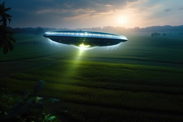 Foto ufo in ochtendmaïsveld