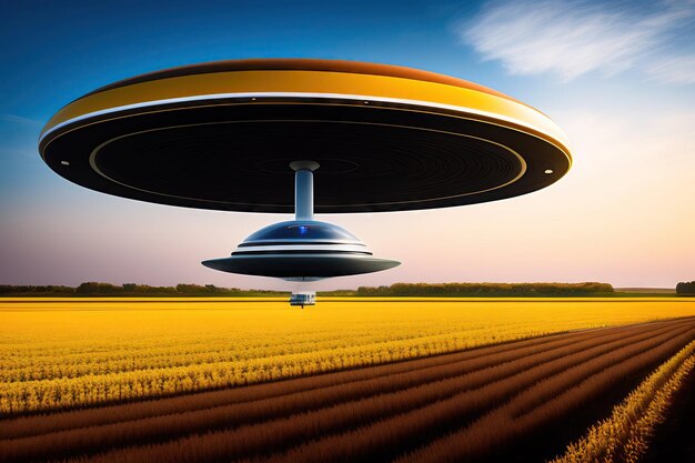 Foto ufo landt op een veld