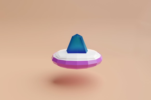 낮은 폴리 3d 렌더링 디자인의 UFO.