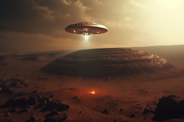 Ufo Mars planeet vliegen Genereer Ai