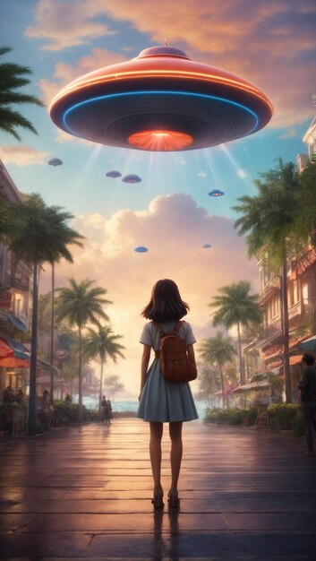 Foto ufo-ontvoering in miami illustratie