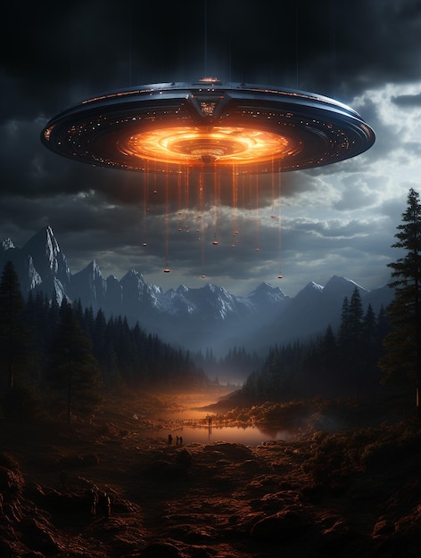 UFO Sighnings At The Night Background