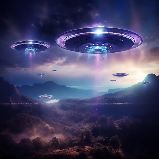 UFO in space and night