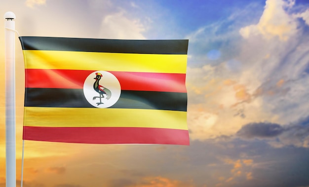 uganda country flag, isolated 3d waving flag,