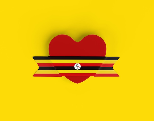 Uganda flag heart banner