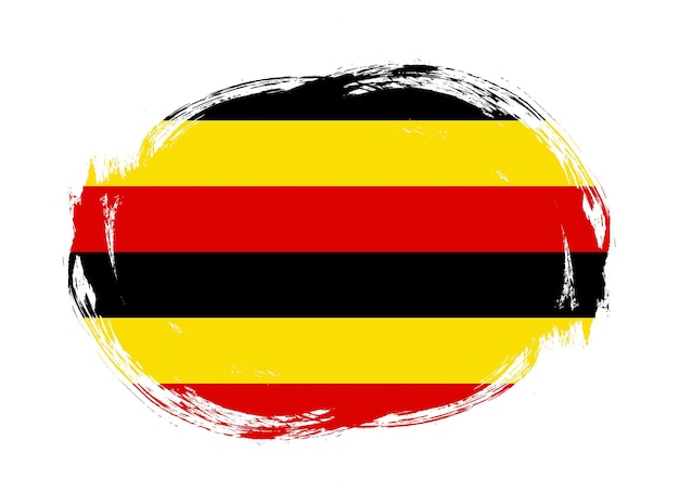 Uganda flag in rounded stroke brush background