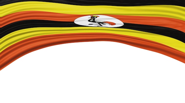 写真 ウガンダの国旗を振る 国旗を切る道