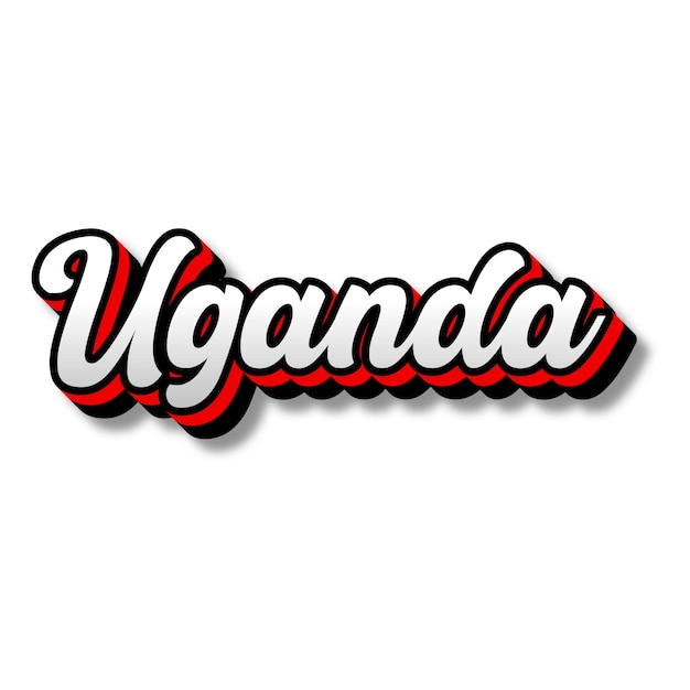 Photo uganda text 3d silver red black white background photo jpg