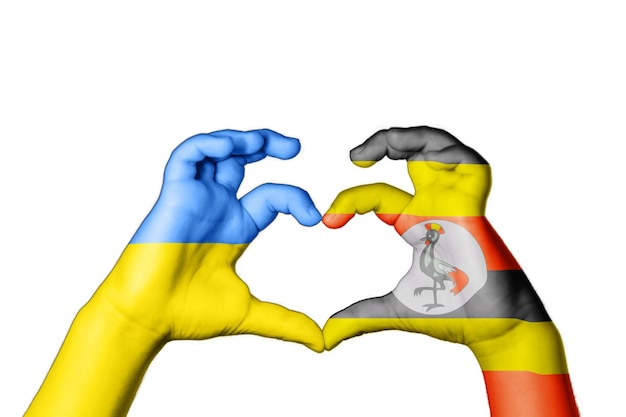 Uganda Ukraine Heart, Hand gesture making heart, Pray for Ukraine