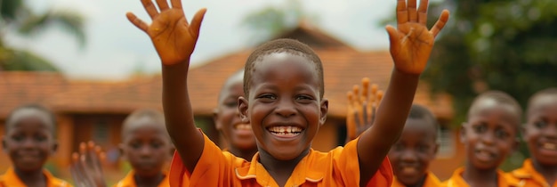 ウガンダの学校で コンテンツの子供たち ジェネレーティブ・アイ