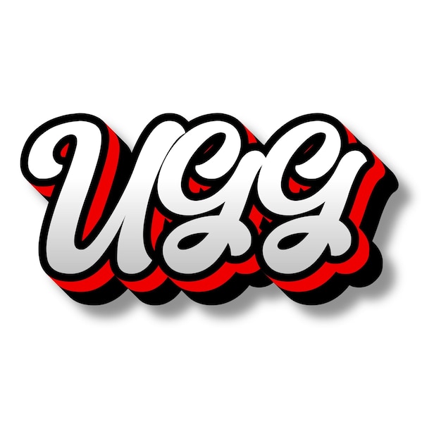 UGG Text 3D Silver Red Black White Background Photo JPG