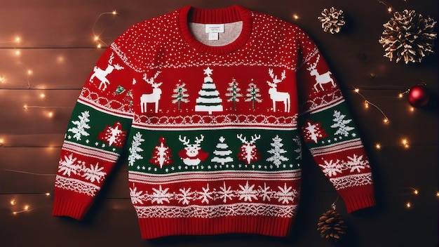 Ugly Christmas Sweater gebreide kerstjurk gegenereerd door AI