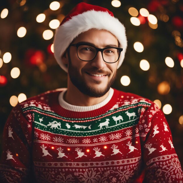 Уродливый рождественский свитер вязаный новогодний узор