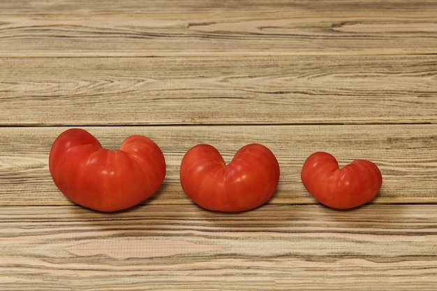 Ugly vegetables Deformed tomatoes in heart shape